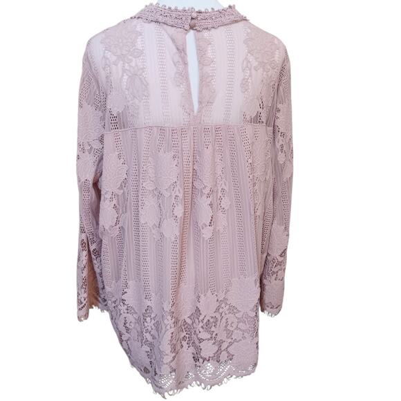 Lacey Boho Fairy Tunic Top Blouse XL Pastel Lavender Purple Flowy Yoke‎ Girly - Picture 3 of 10
